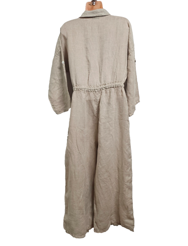 Mono de mujer Meo Meli pierna ancha talla única beige lino italiano - Imagen 7 de 17