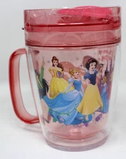 Disney Pink Princess Cup with Lid Sipper Travel Tumbler Handle Mug Brand New