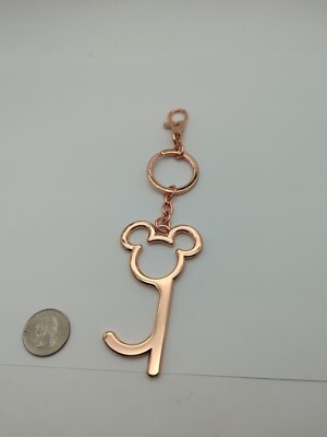 Disney gold tone No Touch Door Opener/Button Pusher Keychain Tool Stay Safe