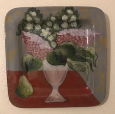 Vietri 17"x17" Hydrangea Square Plate /Wall Plaque/Platter Made In Italy
