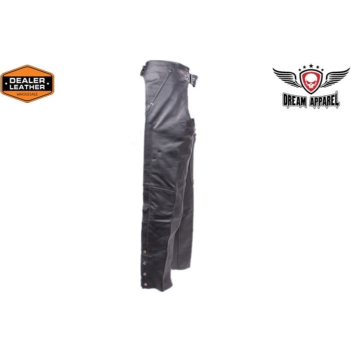 Men's Distressed Leather Motorcycle Chaps With Removable Liner & 4 Pockets – Tough Riding Gear - View #7