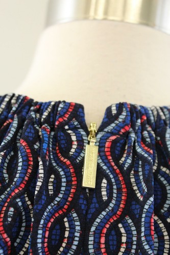 NWT $110 Michael Kors Blue Red Abstract Printed Sleeveless Shift Dress Chain S - Picture 8 of 8