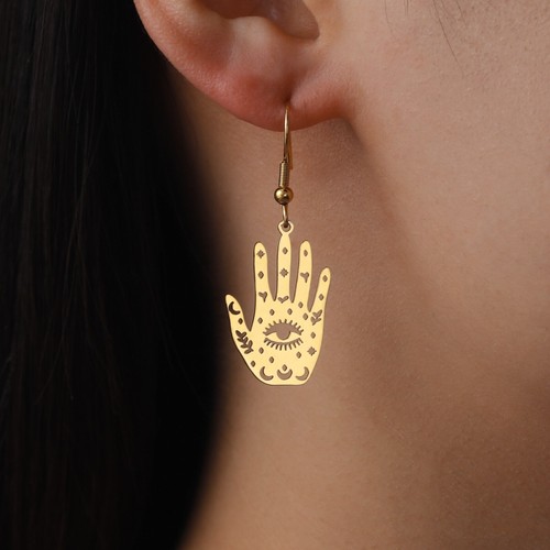 5 piezas Dijes Hamsa Dijes Hamsa Colgante de Acero Inoxidable para Collar Pendientes Amuleto - Imagen 4 de 14