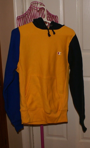 Champion Reverse Weave Crewneck Sweatshirt HOODIE SMALL YELLOW,BLUE SLEEVES - 第 1/4 張圖片