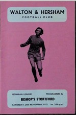 Walton & Hersham V Bishop?s Stortford - 1972/3 Isthmian League - 25-Nov-1972