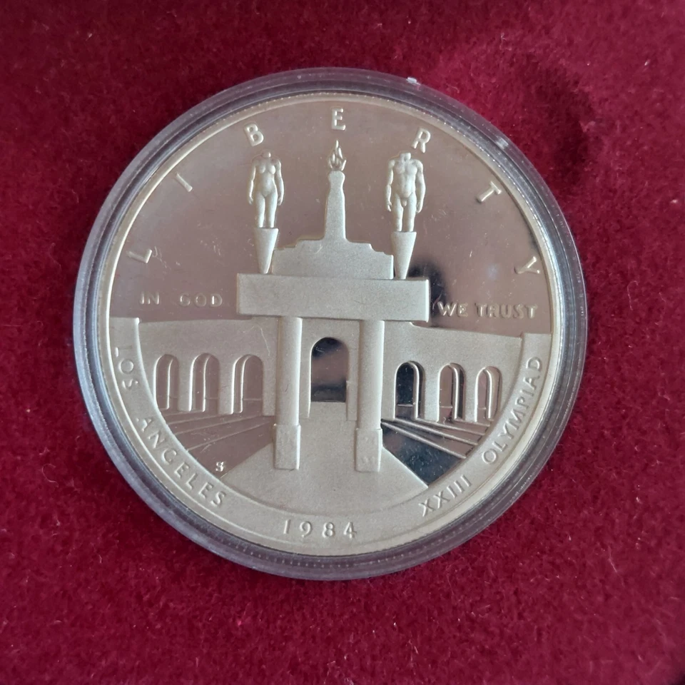 1984 Los Angeles Olympics US Commemorative Silver Dollar in Box - Image 2 of 4