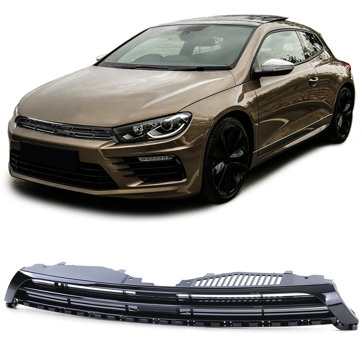 GLOSS BLACK FRONT GRILL FOR VW SCIROCCO 137 & 138 04/2014 - 2017