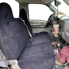 Black Front Seat Cover Molded High Back Headrest For F-series Full Size Bench