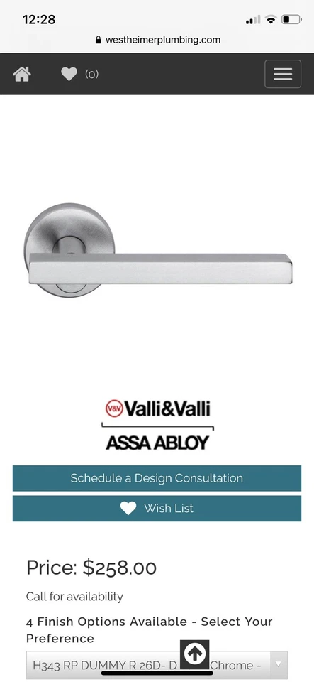 Manija de puerta cromada pulida Valli & Valli Foto 4 de 4