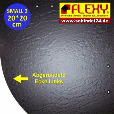 100 Stück  Flexy Small 2 Schindeln links schwarz  matt mit Struktur rund