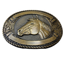 Vintage Award Design Medals Horse BeltBuckle Solid Brass