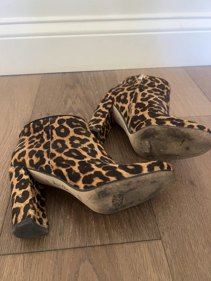 Sam Edelman Cambell Botines Botín Zapato Talla 6.5 Leopardo Piel Real Cremallera Usados en Excelente Condición Foto 4 de 4