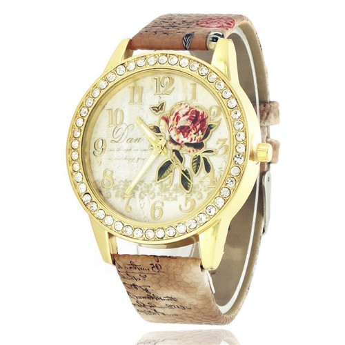 Ladies Quartz Watch Leather Crystal Girls Watch Womens Analogue Dress - Picture 3 of 20
