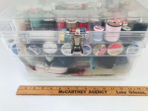 Vintage Plastic Sewing Storage Case Box Wil Hold. Filled with Notions. 2 trays - Picture 11 of 19