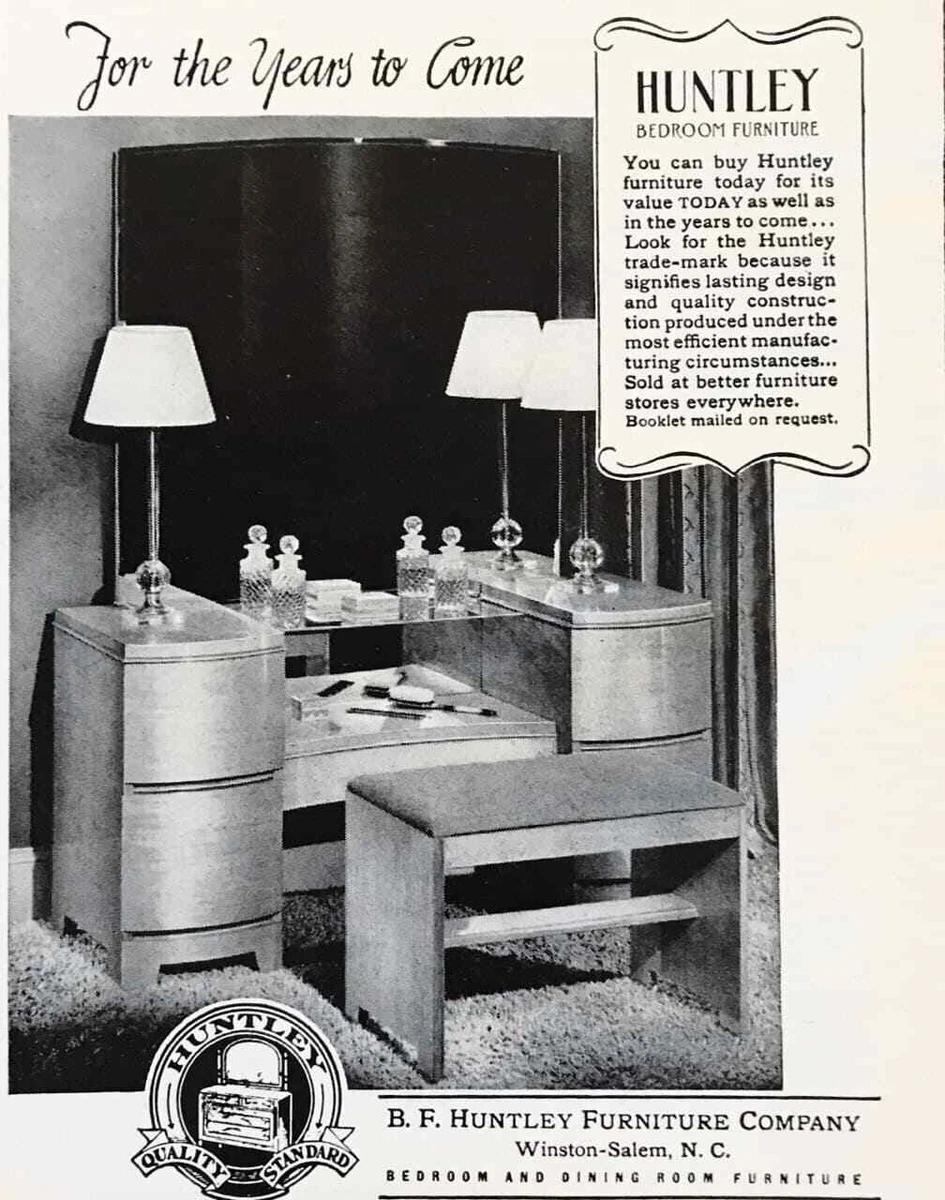 1948 BF Huntley Furniture Co Winston Salem NC Print Ad Bedroom