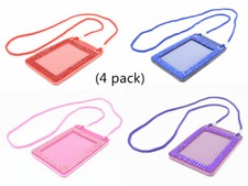 multi-color rhinestone Vertical ID Badge Holder with Neck lanyard strap 4 pack 