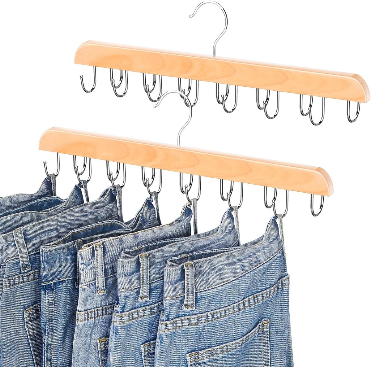 Clothes S Hooks For Hanging Jeans Jean Hangers For Closet 14 Wood
