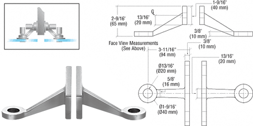 CRL FMH2BS Brushed Stainless Heavy-Duty Double Arm Fin Mount Frame Spider - Picture 2 of 4