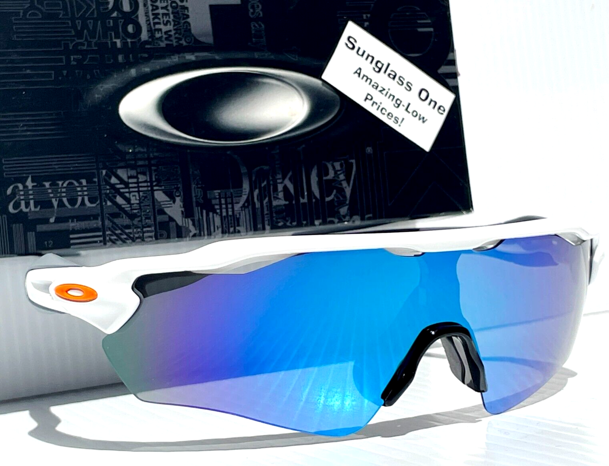 Oakley RADAR EV PATH White and Orange w POLARIZED Galaxy BLUE Lens