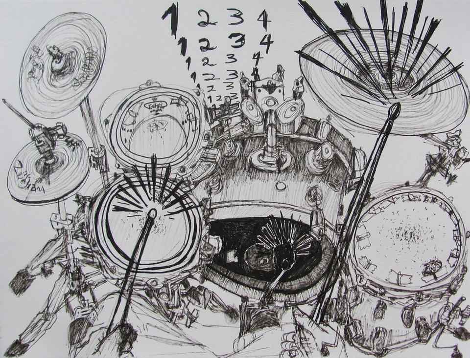 Gerardo GOMEZ El Salvador encre sur papier ink on paper contreseing 23/30.5 cm - Photo 1/1