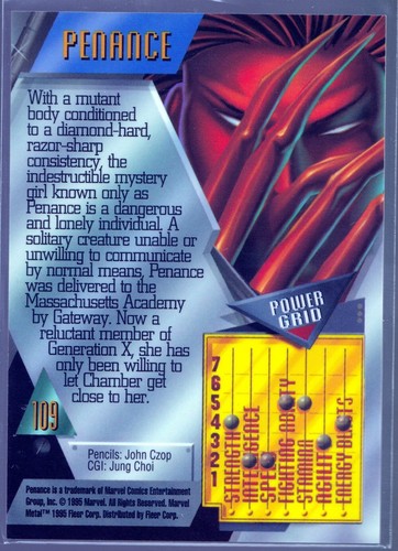 1995 Fleer Metal Marvel #109 Penance - Picture 2 of 3