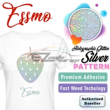 Essmo Holo Glitter Silver Pattern Heat Transfer Vinyl HTV TShirt Iron Press SP12