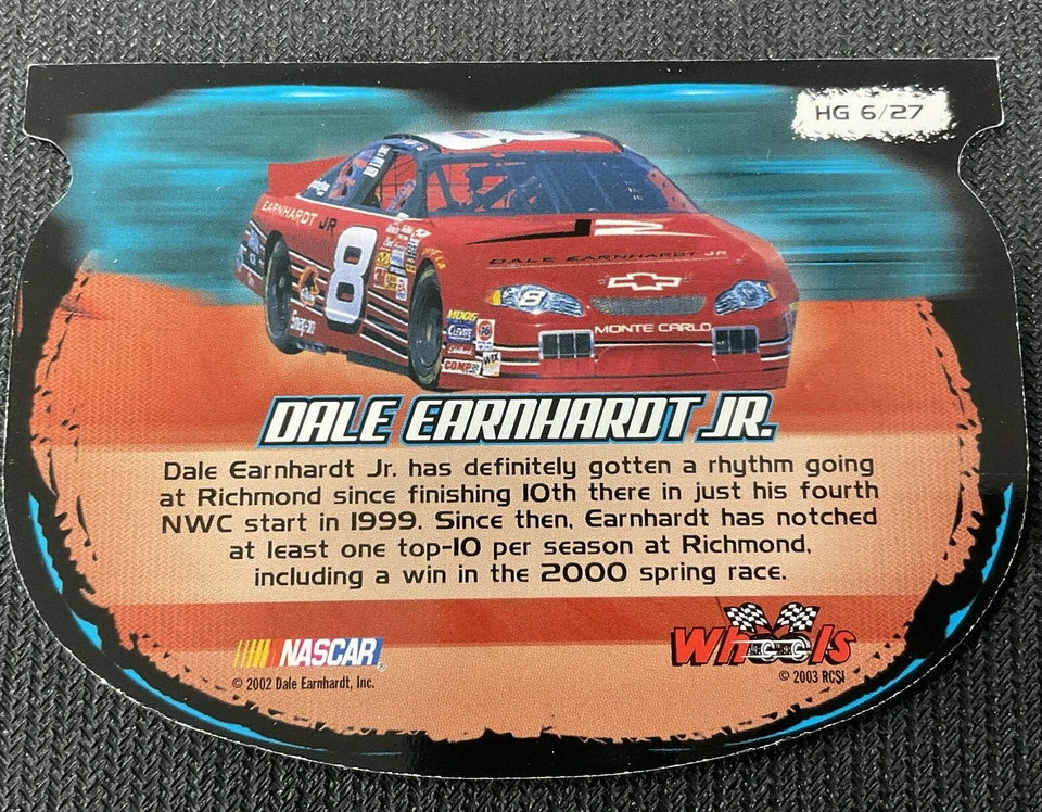 2003 Wheels High Gear #HG 6 Dale Earnhardt Jr. High Groove Die-Cut Card - Image 2 of 2