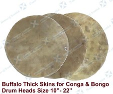 BUFFALO HIDE DRUM HEAD THICK SKINS NATURAL FINISH FOR BONGO CONGA SIZE 10" - 24"