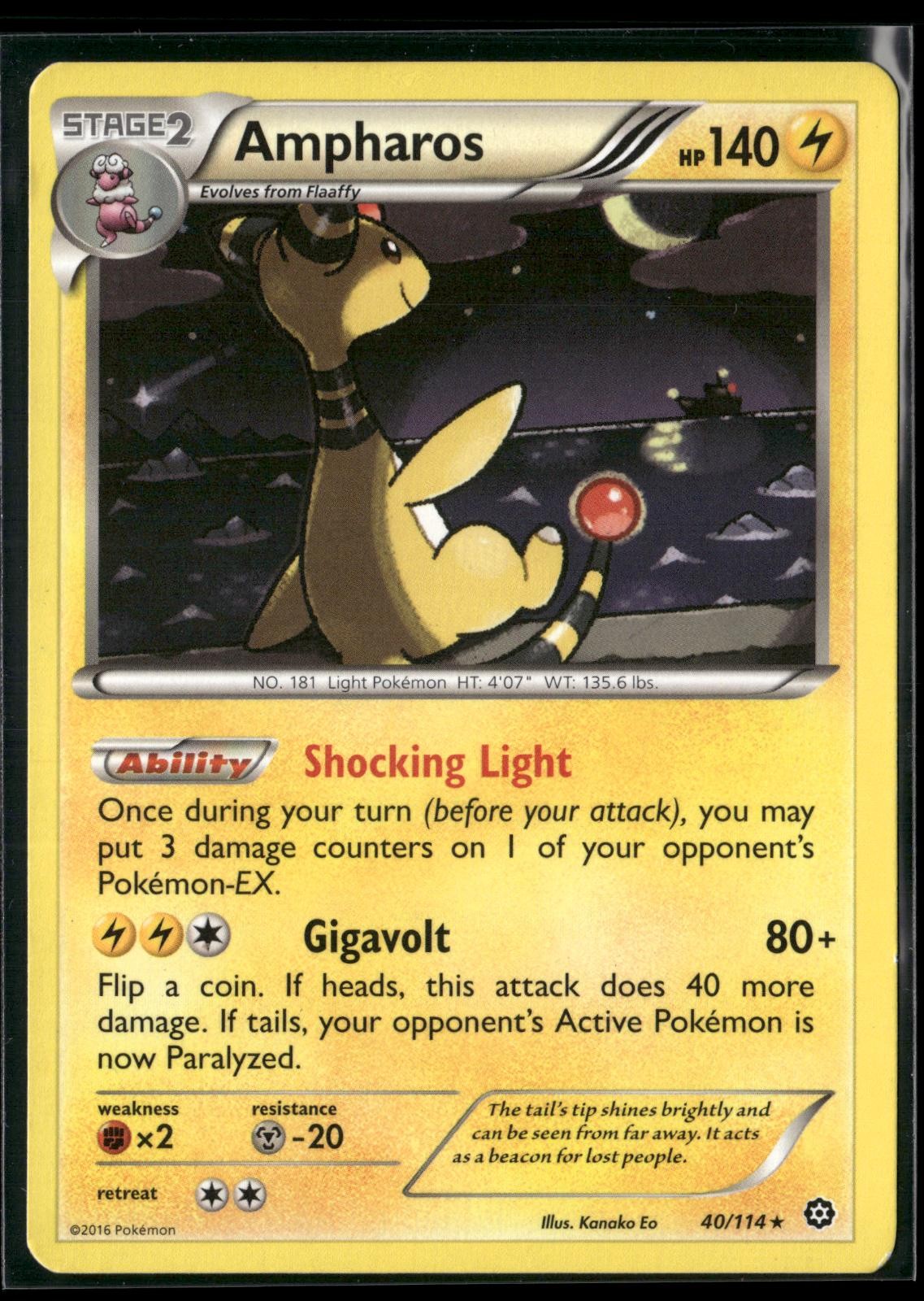 Ampharos 40/114 Holo Rare Steam Siege Pokemon Near Mint