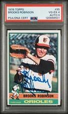 1976 Topps Brooks Robinson Signed Card #95 PSA/DNA 4 AUTO 9 HOF DUAL GRADE