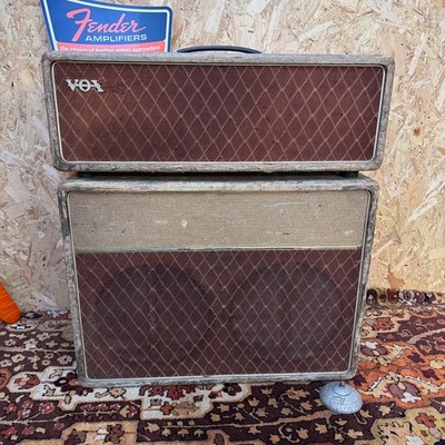 Vintage 1962 Vox AC30 Super Twin Fawn Guitar Amplifier Head w/ Cabinet *1960s*