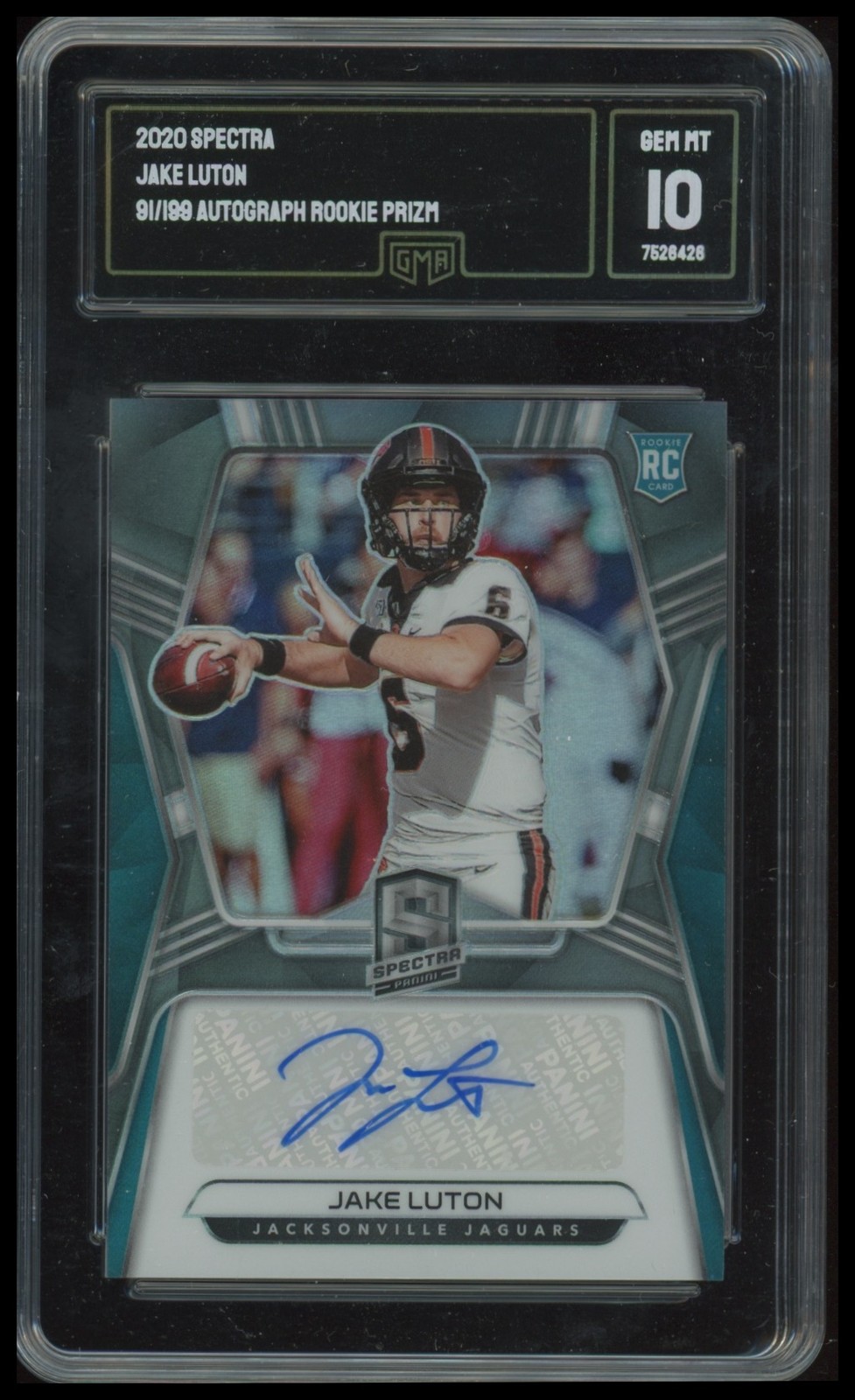 2020 Panini Spectra #16 Jake Luton Rookie Autographs GMA 10 #/199