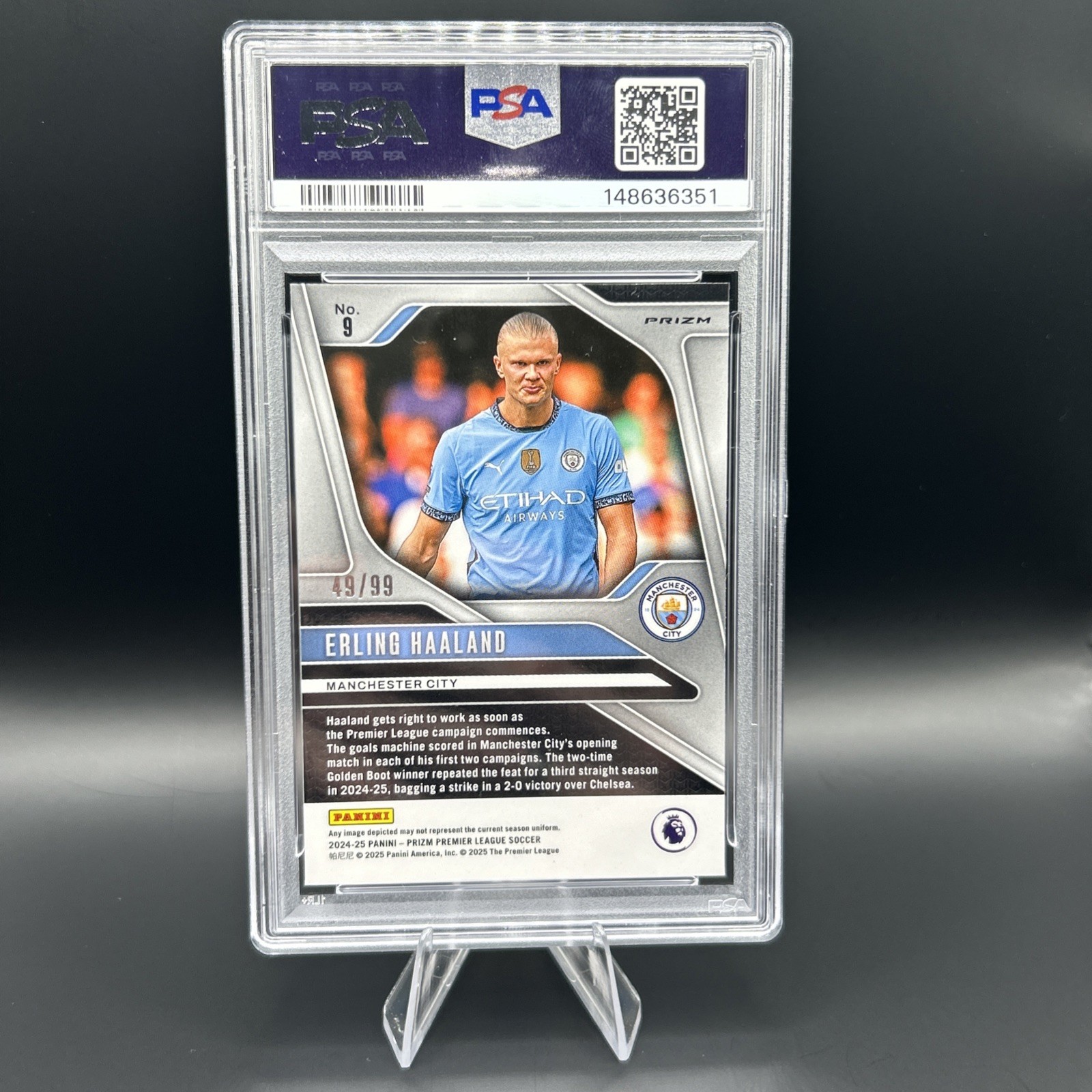 Erling Haaland Blue Breakaway /99 PSA 9 Panini Prizm EPL Soccer 2023-24 POP 2 view 4