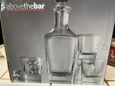 Above the Bar Glass 5 piece Whiskey Set, 24 oz decanter and 4 glass cups