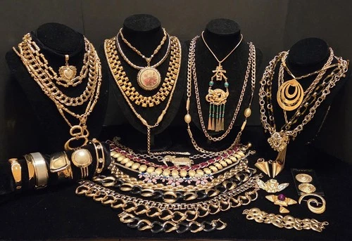 Vintage Goldtone Jewlery Lot Of 37. 6 lbs 7oz. 17 Signed Monet Avon Anne Klein