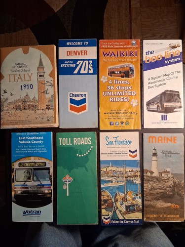 Vintage Maps Lot Of 8 Brochures & Travel Guides