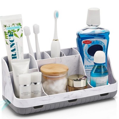 GFWARE Marble Bathroom Countertop Organizer - Detachable 7 Large, Grey 