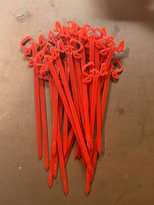Stoli Red Plastic Swizzle Sticks Lot of 22 GOOD 6''
