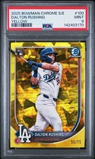 2025 Bowman Chrome Sapphire Edition - Dalton Rushing (RC) Yellow /75 #100 PSA 9