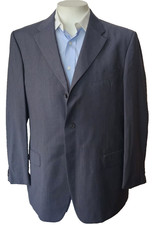 Vintage Valentino Roma Men's 46R Three Button Gray Striped Blazer Sport Jacket