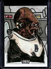 2025 Topps Chrome Star Wars Admiral Ackbar Sketch Silver Foil Artist Auto #1/1