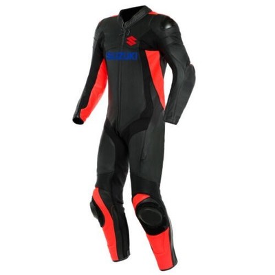Suzuki Motorcycle Racing Leather Suit Protective Armors Motorbike Riding Suit CE