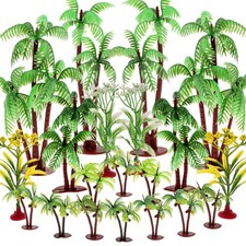 Vhxmaizxn 20 Pcs Model Palm Trees Miniature Coconut Plastic Scenery Green