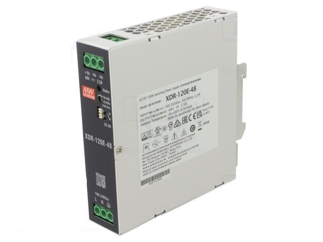 Mean Well XDR-120E-48 Alimentatore Guida DIN 48V 120W | Professionale