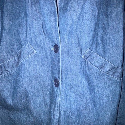 Vintage Vivaldi Denim trench Jacket Duster Long Line Pockets Country Boho XL - Picture 5 of 9