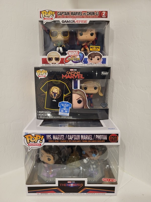 Lot of 3 Large Funko Captain Marvel Tee Photon Chun-Li Gamerverse Capcom NIB New