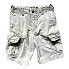 Abercrombie Boys Cargo Shorts 12 Beige Y2K Skater Pocket Vintage 7.5" Inseam