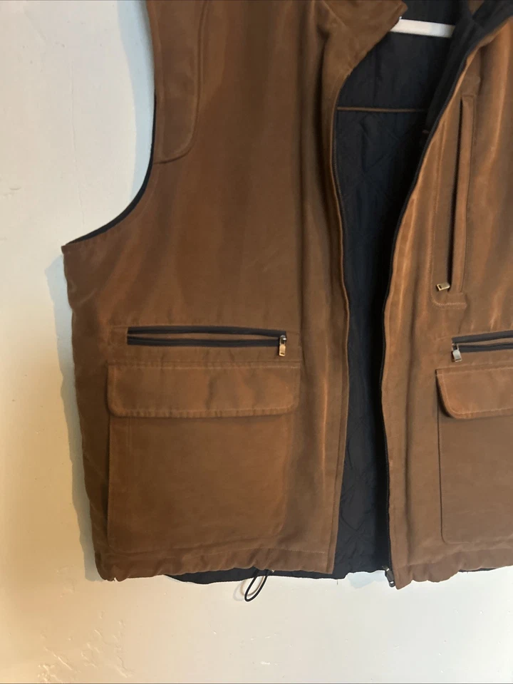 Cutter & Buck Men's Reversible Vest Microfiber, Brown/Tan, Size XL Full Zip - Image 2 of 4