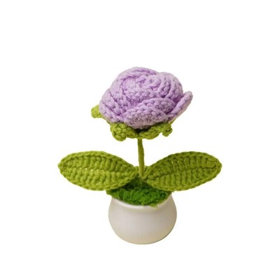 Handmade Crochet Rose Desktop Decor  Flowers  Hand-knitted Flower Free Shipping