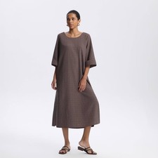 Women 3/4 Sleeve Midi A-Line Dress - A New Day Chocolate XS